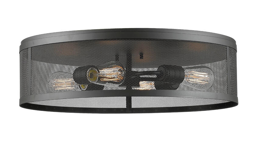 Z-Lite Meshsmith 21" 4-Light Bronze Steel Flush Mount Lighting