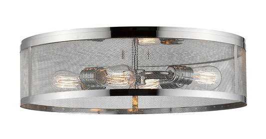 Z-Lite Meshsmith 21" 4-Light Chrome Steel Flush Mount Lighting