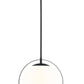 Z-Lite Midnetic 12" 1-Light Matte Black Mini Pendant Light With Matte Opal Glass Shade
