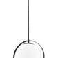 Z-Lite Midnetic 12" 1-Light Matte Black Mini Pendant Light With Matte Opal Glass Shade