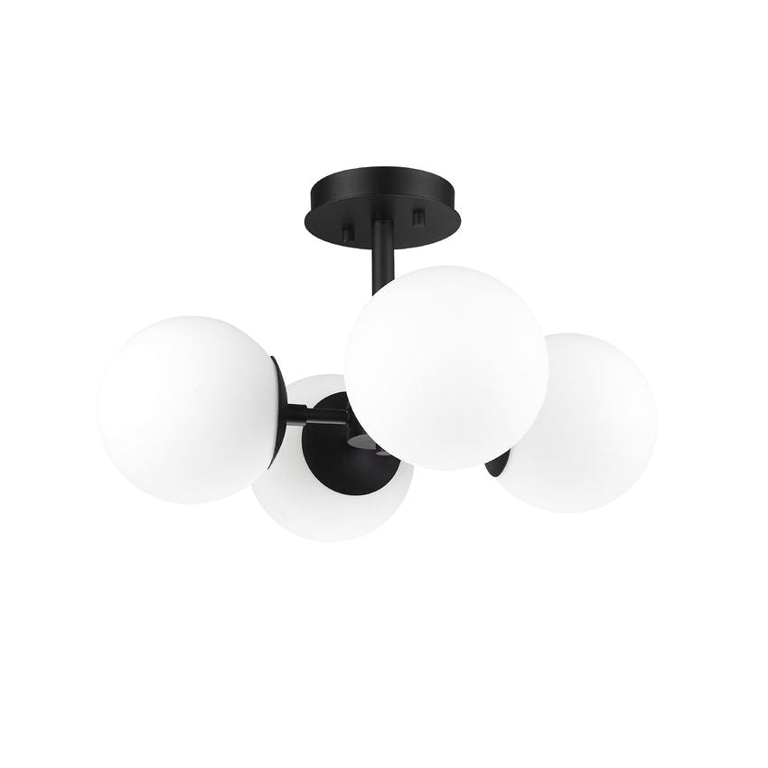 Z-Lite Midnetic 18" 4-Light Matte Opal Glass Shade Semi Flush Mount With Matte Black Frame Finish