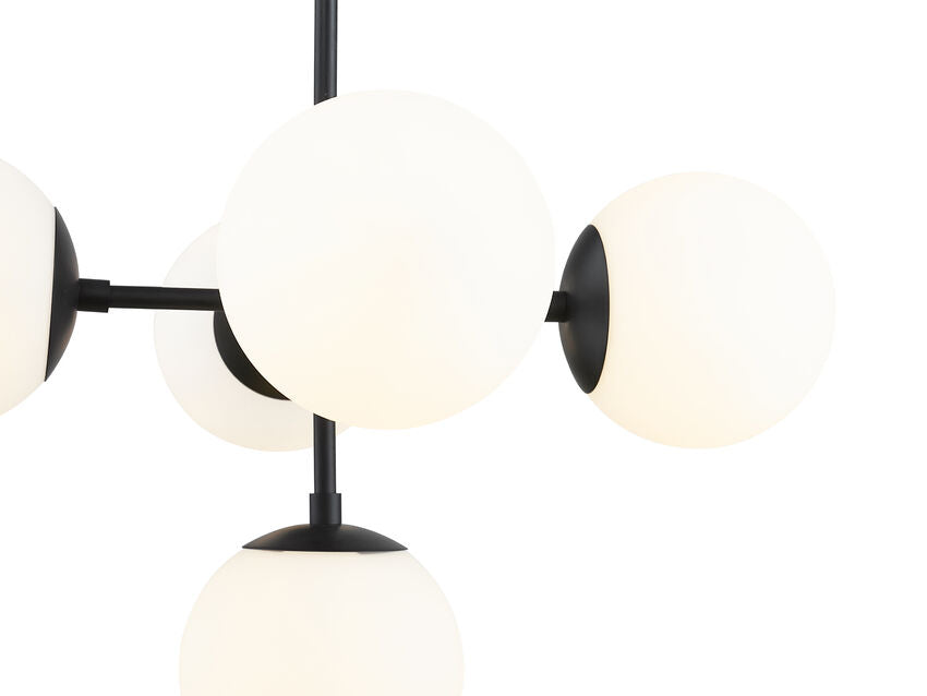 Z-Lite Midnetic 22" 5-Light Matte Black Pendant Light With Matte Opal Glass Shade