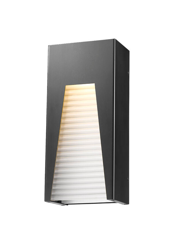 Z-Lite Millenial 6" 1-Light LED Black Silver Outdoor Wall Sconce With Frosted Ribbed Glass Shade