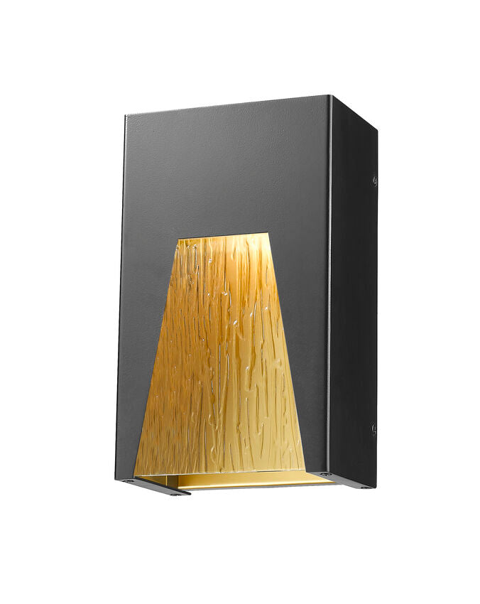Z-Lite Millenial 6" W x 10" H 1-Light LED Black Gold Wall Sconce With Chisel Glass Shade