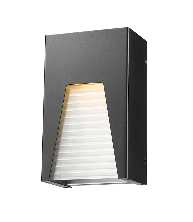 Z-Lite Millenial 6" W x 10" H 1-Light LED Black Silver Wall Sconce With Frosted Ribbed Glass Shade