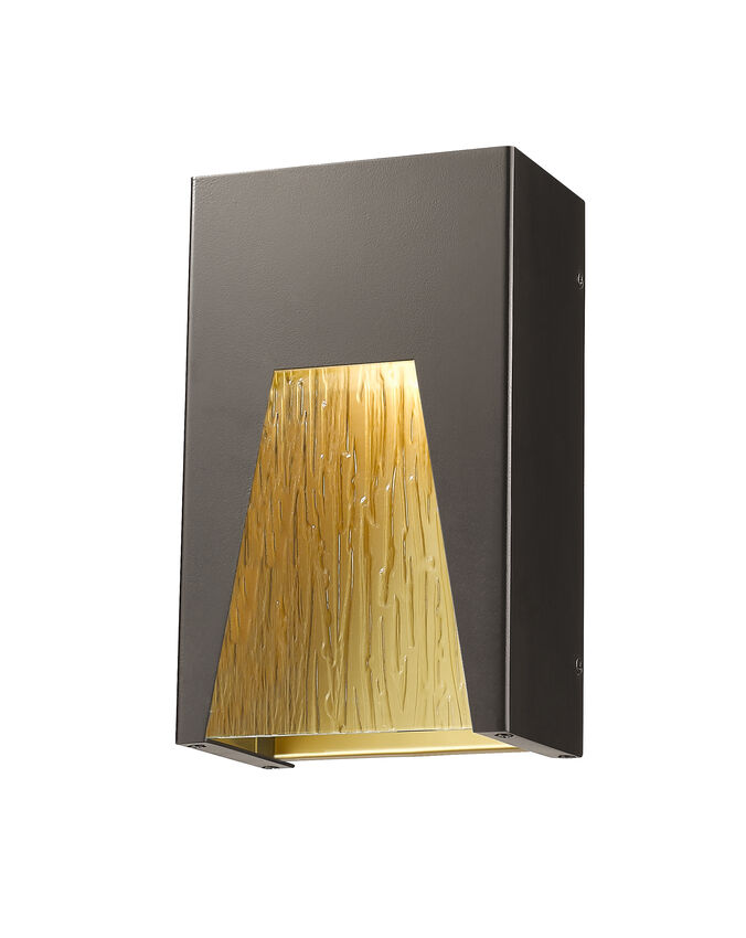Z-Lite Millenial 6" W x 10" H 1-Light LED Bronze Gold Wall Sconce With Chisel Glass Shade