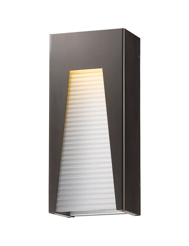 Z-Lite Millenial 8" 1-Light LED Bronze Silver Outdoor Wall Sconce With Frosted Ribbed Glass Shade