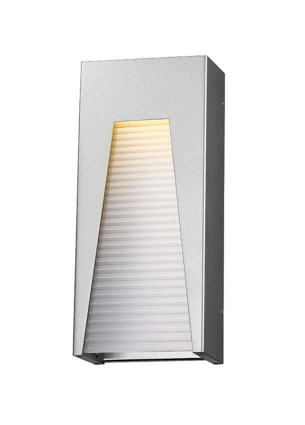 Z-Lite Millenial 8" 1-Light LED Silver Outdoor Wall Sconce With Frosted Ribbed Glass Shade