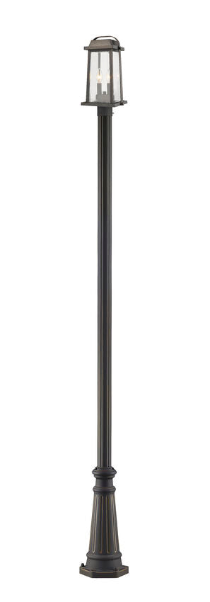 Z-Lite Millworks 2-Light Aluminum Oil Rubbed Bronze Frame Clear Beveled Glass Shade Outdoor Post Mounted Fixture