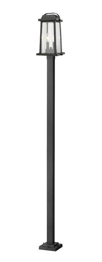 Z-Lite Millworks 574PHMS-536P-BK 2-Light Aluminum Black Frame Clear Beveled Glass Shade Outdoor Post Mounted Fixture