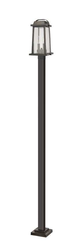Z-Lite Millworks 574PHMS-536P-ORB 2-Light Aluminum Oil Rubbed Bronze Frame Clear Beveled Glass Shade Outdoor Post Mounted Fixture