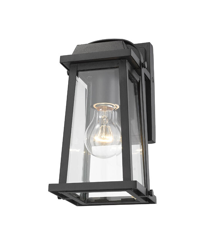 Z-Lite Millworks 6" 1-Light Black Outdoor Wall Sconce With Clear Beveled Glass Shade