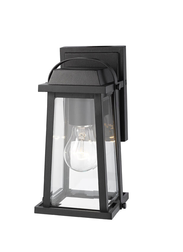 Z-Lite Millworks 6" 1-Light Black Outdoor Wall Sconce With Clear Beveled Glass Shade