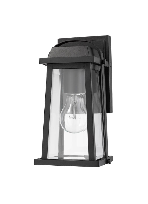 Z-Lite Millworks 6" 1-Light Black Outdoor Wall Sconce With Clear Beveled Glass Shade
