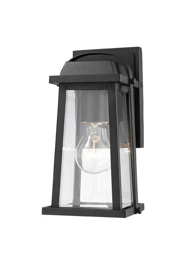 Z-Lite Millworks 6" 1-Light Black Outdoor Wall Sconce With Clear Beveled Glass Shade