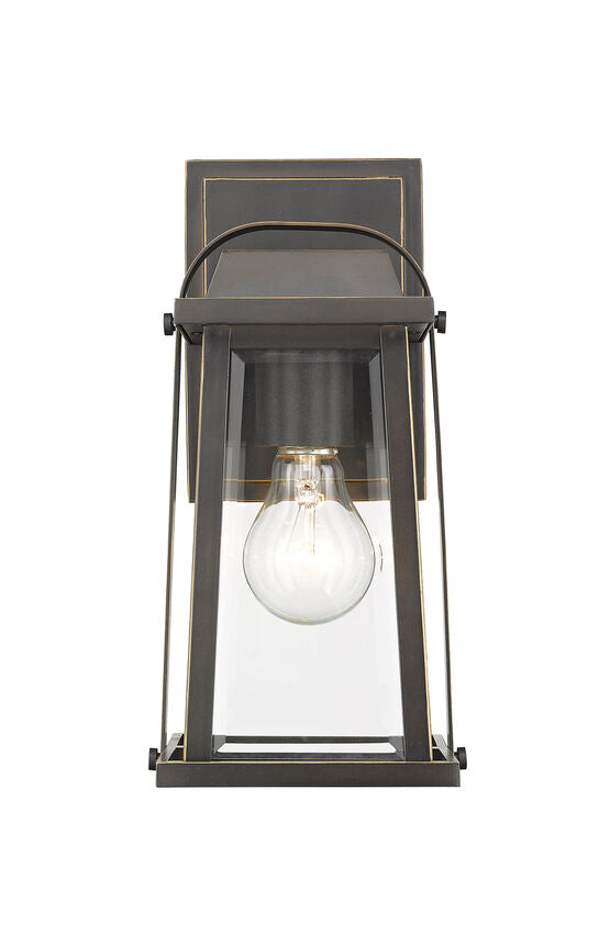 Z-Lite Millworks 6" 1-Light Oil Rubbed Bronze Outdoor Wall Sconce With Clear Beveled Glass Shade
