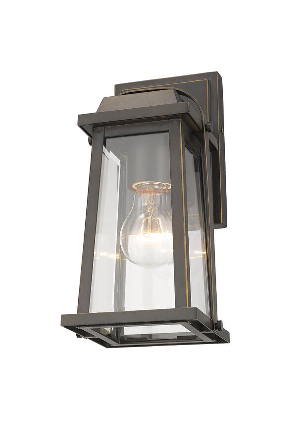 Z-Lite Millworks 6" 1-Light Oil Rubbed Bronze Outdoor Wall Sconce With Clear Beveled Glass Shade