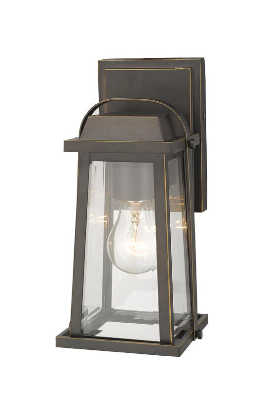 Z-Lite Millworks 6" 1-Light Oil Rubbed Bronze Outdoor Wall Sconce With Clear Beveled Glass Shade