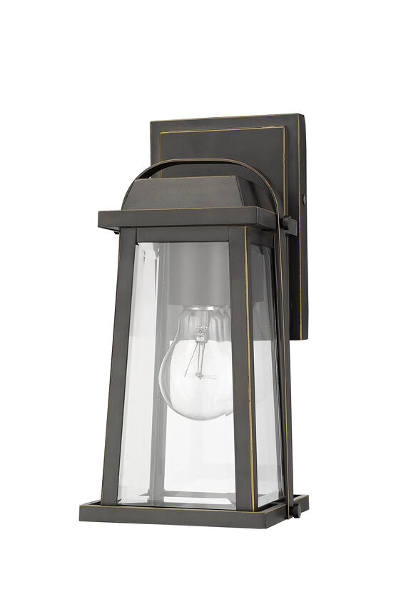 Z-Lite Millworks 6" 1-Light Oil Rubbed Bronze Outdoor Wall Sconce With Clear Beveled Glass Shade