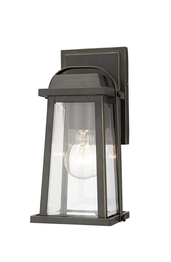 Z-Lite Millworks 6" 1-Light Oil Rubbed Bronze Outdoor Wall Sconce With Clear Beveled Glass Shade