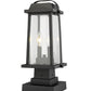 Z-Lite Millworks 8" W x 18" H 2-Light Black Outdoor Post Mount Fixture and Square Pier Mount With Clear Beveled Glass Shade