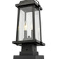 Z-Lite Millworks 8" W x 18" H 2-Light Black Outdoor Post Mount Fixture and Square Pier Mount With Clear Beveled Glass Shade