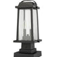 Z-Lite Millworks 8" W x 18" H 2-Light Black Outdoor Post Mount Fixture and Square Pier Mount With Clear Beveled Glass Shade