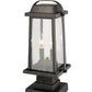Z-Lite Millworks 8" W x 18" H 2-Light Oil Rubbed Bronze Outdoor Post Mount Fixture and Square Pier Mount With Clear Beveled Glass Shade