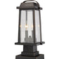 Z-Lite Millworks 8" W x 18" H 2-Light Oil Rubbed Bronze Outdoor Post Mount Fixture and Square Pier Mount With Clear Beveled Glass Shade