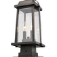 Z-Lite Millworks 8" W x 18" H 2-Light Oil Rubbed Bronze Outdoor Post Mount Fixture and Square Pier Mount With Clear Beveled Glass Shade