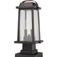 Z-Lite Millworks 8" W x 18" H 2-Light Oil Rubbed Bronze Outdoor Post Mount Fixture and Square Pier Mount With Clear Beveled Glass Shade