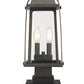 Z-Lite Millworks 8" W x 18" H 2-Light Oil Rubbed Bronze Outdoor Post Mount Fixture and Square Pier Mount With Clear Beveled Glass Shade