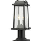 Z-Lite Millworks 8" W x 19" H 2-Light Black Outdoor Post Mount Fixture and Square Pier Mount With Clear Beveled Glass Shade