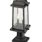 Z-Lite Millworks 8" W x 19" H 2-Light Black Outdoor Post Mount Fixture and Square Pier Mount With Clear Beveled Glass Shade