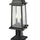 Z-Lite Millworks 8" W x 19" H 2-Light Black Outdoor Post Mount Fixture and Square Pier Mount With Clear Beveled Glass Shade