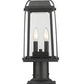 Z-Lite Millworks 8" W x 19" H 2-Light Black Outdoor Post Mount Fixture and Square Pier Mount With Clear Beveled Glass Shade