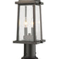 Z-Lite Millworks 8" W x 19" H 2-Light Oil Rubbed Bronze Outdoor Post Mount Fixture and Square Pier Mount With Clear Beveled Glass Shade