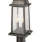 Z-Lite Millworks 8" W x 19" H 2-Light Oil Rubbed Bronze Outdoor Post Mount Fixture and Square Pier Mount With Clear Beveled Glass Shade