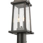 Z-Lite Millworks 8" W x 19" H 2-Light Oil Rubbed Bronze Outdoor Post Mount Fixture and Square Pier Mount With Clear Beveled Glass Shade
