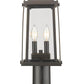 Z-Lite Millworks 8" W x 19" H 2-Light Oil Rubbed Bronze Outdoor Post Mount Fixture and Square Pier Mount With Clear Beveled Glass Shade
