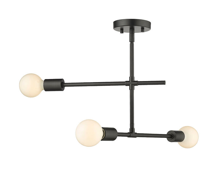 Z-Lite Modernist 5" 3-Light Matte Black Steel Semi Flush Mount