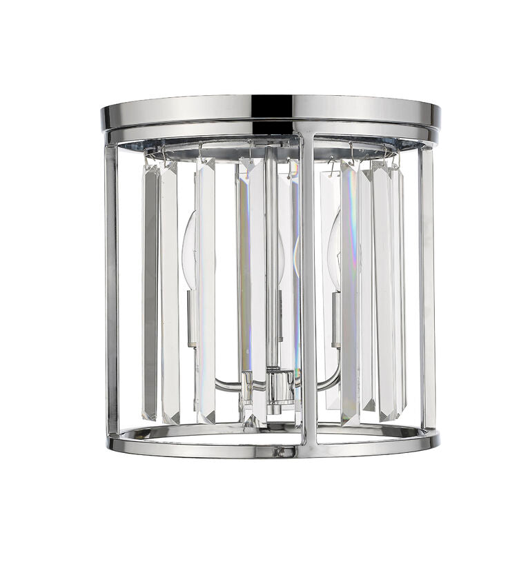 Z-Lite Monarch 12" 3-Light Chrome Steel Flush Mount Lighting With Clear Crystal Shade