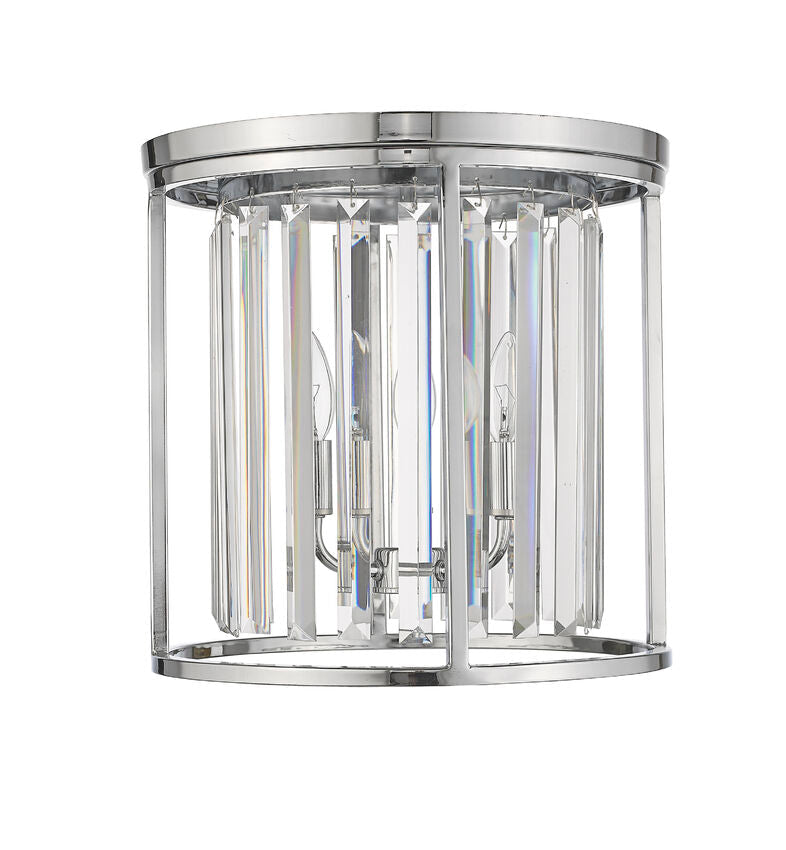 Z-Lite Monarch 14" 3-Light Chrome Steel Flush Mount Lighting With Clear Crystal Shade