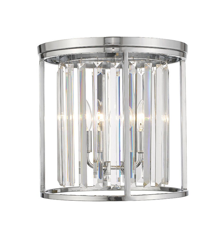 Z-Lite Monarch 14" 3-Light Chrome Steel Flush Mount Lighting With Clear Crystal Shade