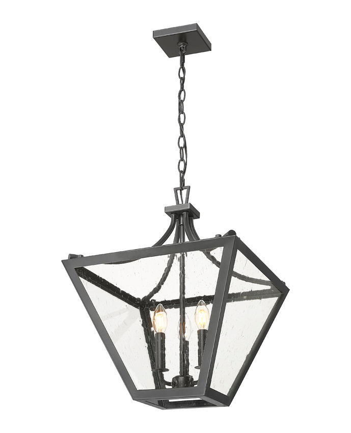 Z-Lite Montalcino 16" 3-Light Iron Ore Steel Frame Clear Seedy Glass Shade Chandelier