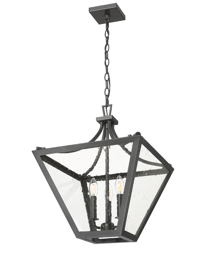 Z-Lite Montalcino 16" 3-Light Iron Ore Steel Frame Clear Seedy Glass Shade Chandelier