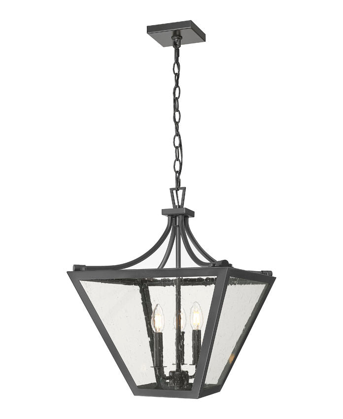 Z-Lite Montalcino 16" 3-Light Iron Ore Steel Frame Clear Seedy Glass Shade Chandelier