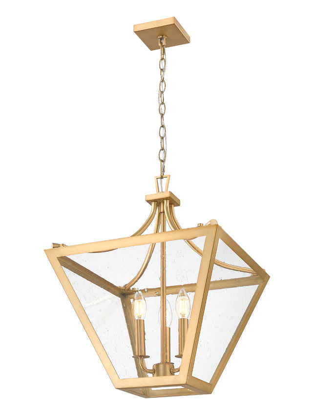 Z-Lite Montalcino 16" 3-Light Rubbed Brass Steel Frame Clear Seedy Glass Shade Chandelier