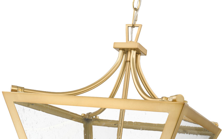 Z-Lite Montalcino 16" 3-Light Rubbed Brass Steel Frame Clear Seedy Glass Shade Chandelier