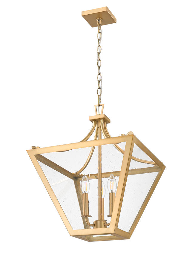 Z-Lite Montalcino 16" 3-Light Rubbed Brass Steel Frame Clear Seedy Glass Shade Chandelier